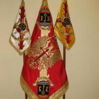 Guión Banderín bordado sobre tela de raso. Batería de Guiones Capitanía General Sevilla