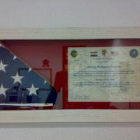 Bandera enmarcada para regalo. EEUU + Pergamino