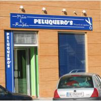 Rótulo cartel Frente de peluquería de caballeros. Dos Hermanas Sevilla