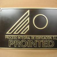 Rótulo cartel Latón 10 mm. alto relieve Prointed Inmobiliaria Sevilla