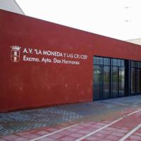 Asociación La Moneda Dos Hermanas Sevilla, rótulo acero inox recortado