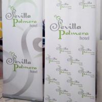 Cartel lona para enara. Roll up con lona Hotel Sevilla Palmera