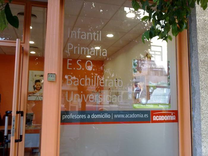 Acadomia Sevilla.  Rotulación de vinilos en impresión digital y al ácido
