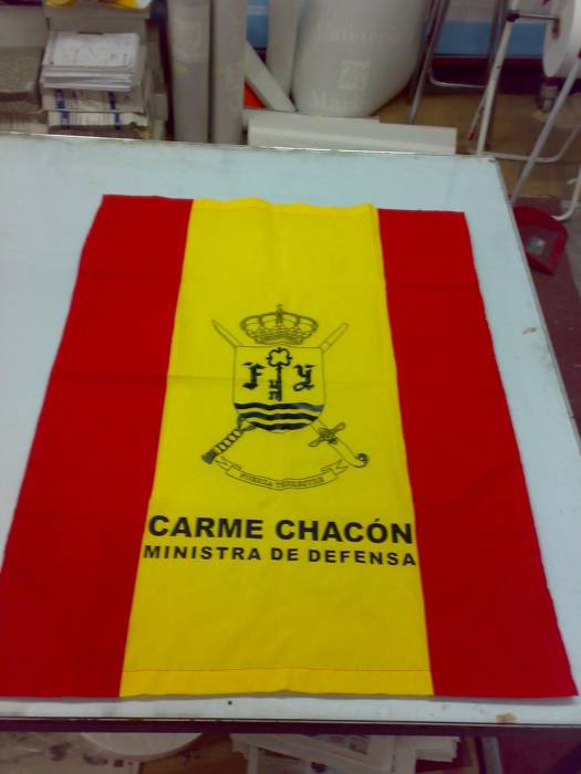 Bandera Mochila Ministra  Cármen Chacón. Sevilla