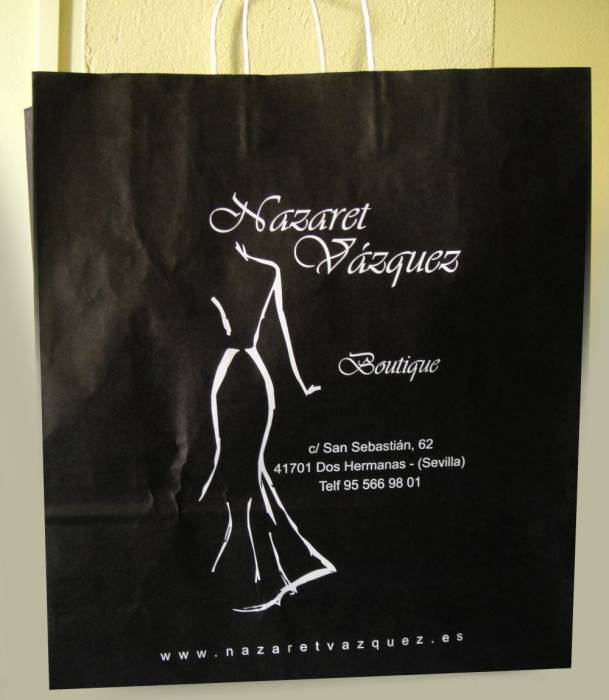Bolsa papel econ&oacute;mico asa risada 1 tinta Bourique Nazaret V&aacute;zquez Dos Hermanas Sevilla