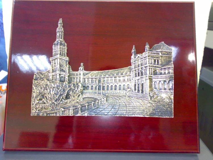 Placa Plaza de Espa&ntilde;a en marmolina. Trofeo regalo