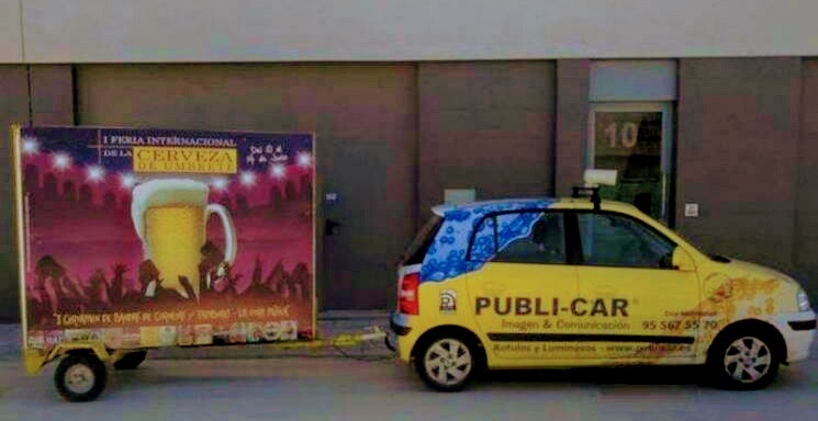 Remolque publicitario valla móvil  1ª Feria de la Cerveza en Umbrete Sevilla.
