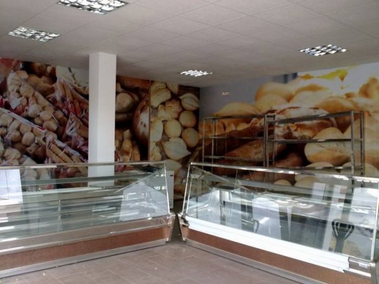 Rotulación fotomural Interior Panadería Sanlúcar la Mayor Sevilla, Mural en impresión digital