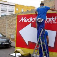 Remolque publicitario estático valla móvil  Media-markt Aljarafe Sevilla