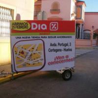 Remolque publicitario valla móvil Campaña Maxidía Cortegana Huelva