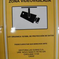 Rótulo cartel Placa vigilancia de cámaras Hotel las Dunas Cádiz