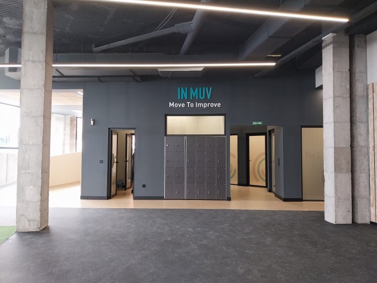 Decoraci&oacute;n mediante textos corp&oacute;reos y vinilos para In Muv Sevilla.