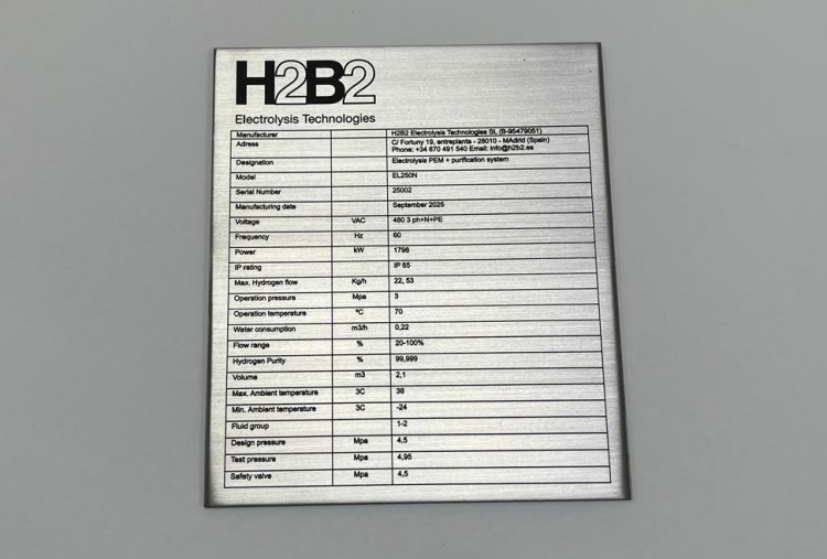 R&oacute;tulo cartel indicador Contenedores de H2B2 Sevilla.