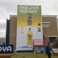 Fábrica de aceites Goya en España, Ctra Sevilla Málaga. Cartel lona publicitaria de Gran formato ecoflex de 9x5 mts