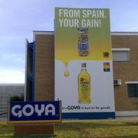 Fábrica de aceites Goya en España, Ctra Sevilla Málaga. Cartel lona publicitaria de Gran formato ecoflex de 9x5 mts