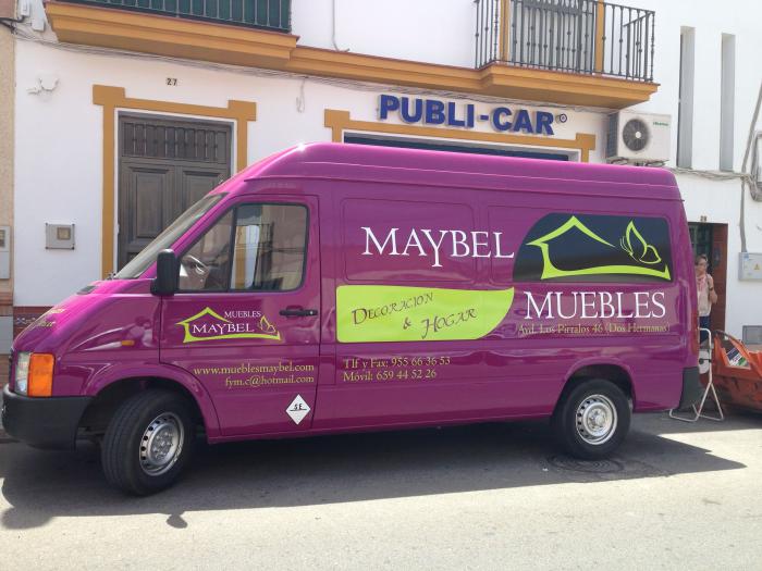 Rotulación de furgoneta en vinilo de corte. Maybel, Dos Hermanas Sevilla