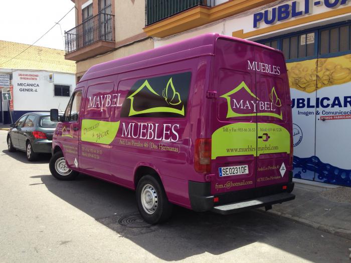 Rotulación de furgoneta en vinilo de corte. Maybel, Dos Hermanas Sevilla