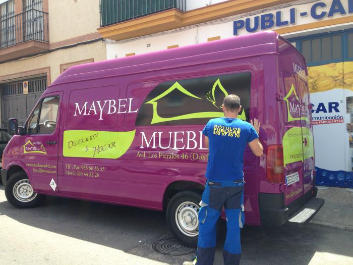 Rotulación de furgoneta en vinilo de corte. Maybel, Dos Hermanas Sevilla