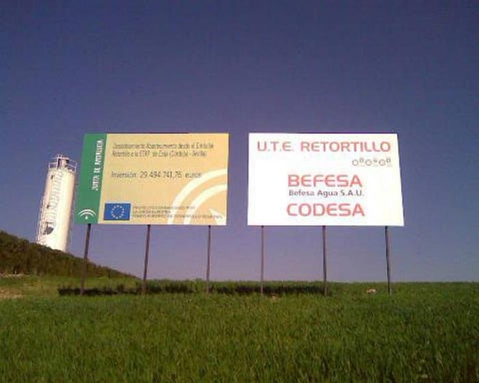 R&oacute;tulo Cartel Befesa y Junta de Andaluc&iacute;a