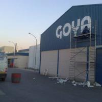Rotulación en vinilo sobre chapa Fábrica de aceites Goya, Ctra Sevilla Málaga