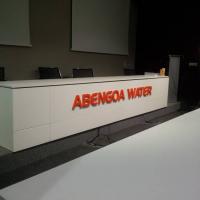 Rótulo letras corpóreas Abengoa Water, Instalaciones I+D+I de Fuente del Rey Dos Hermanas Sevilla