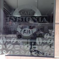 Café insignia - Café AB, Utrera Sevilla. Rotulación de vinilos al ácido