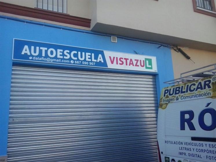 R&oacute;tulo Cartel chapa rotulada. Autoescuela Vistazul, Dos Hermanas Sevilla