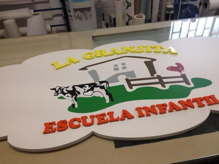 Rótulo cartel letras corpóreas. Escuela infantil La Granjita, Sevilla Este