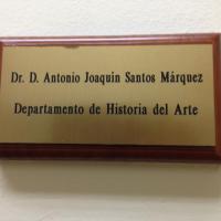 Rótulo cartel base madera y latón Universidad de Sevilla Historia Antigua