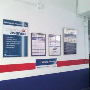 Rótulo cartel Talleres San Francisco Javier, Sevilla