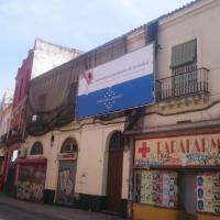 Cartel lona publicitaria de Gran formato enmarcada con bastidor de tubo. Trabajaos realizados para Arte Marketing Sevilla