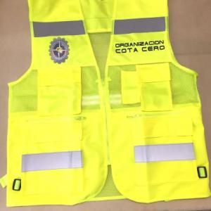 Chaleco alta visibilidad serigrafiado y transfer. Agrupación Motorista Cota Cero Sevilla.