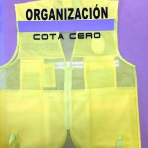 Chaleco alta visibilidad serigrafiado y transfer. Agrupación Motorista Cota Cero Sevilla.