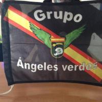 Mini bandera de moto en poliéster. Asociación Motorista Ángeles Verdes