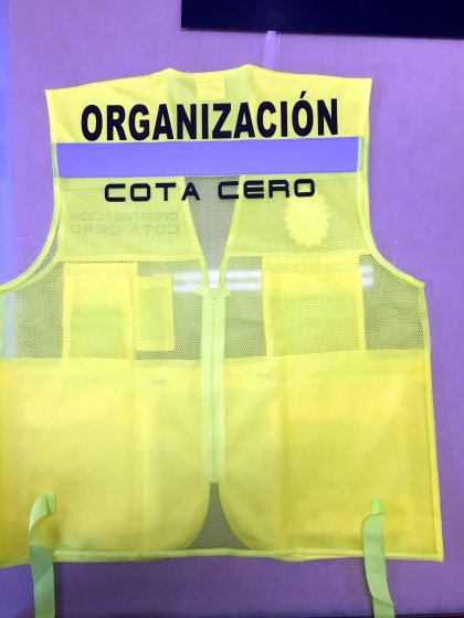 Chaleco alta visibilidad serigrafiado y transfer. Agrupaci&oacute;n Motorista Cota Cero Sevilla.