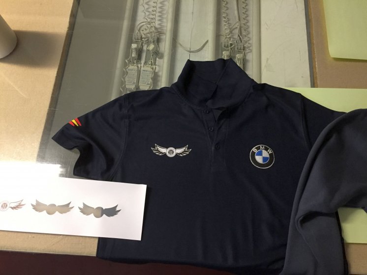 Polo bordado y transfer en tetilla. Grupo motero Rtem H&iacute;spalis Sevilla.