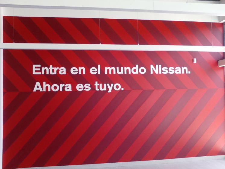  R&oacute;tulo cartel. Nissan Andalsyr de Huelva. Letras recortadas y lacadas en pvc.