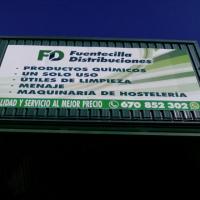 Rótulo cartel en chapa rotulado. Fuentecilla Distribución. Fuente del Rey Dos Hermanas Sevilla.