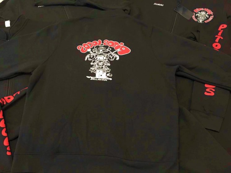 Sudaderas personalizadas en serigraf&iacute;a y transfer textil. Motoclub Pitos Locos de Bellavista Sevilla.