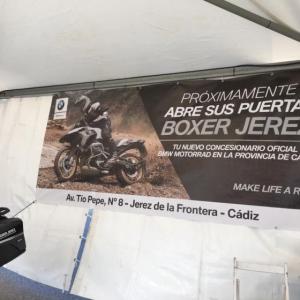 Lonas publicitarias en impresión digital para Boxer Jerez, BMW Motorrad en Jerez de la Frontera Cádiz.