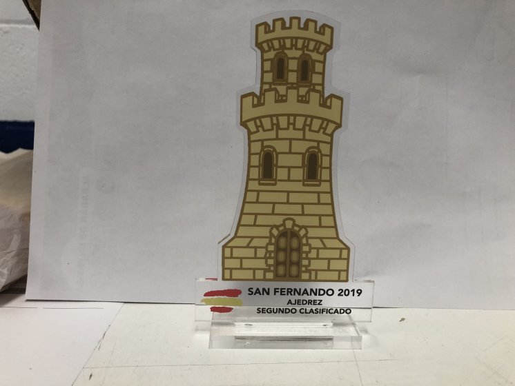Trofeo en metacrilato personalizado. Batall&oacute;n de transmisiones 22 Sevilla. 