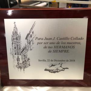Placa conmemorativa con estuche, personalizada en impresi&oacute;n digital. EVA 3 en Constantina Sevilla.