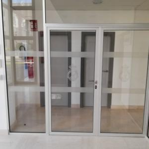 Rotulación de cristales con vinilos imitación ácido plata. Real Academia de la Ciencia. FIUS Fundación de Investigación de la Universidad de Sevilla.