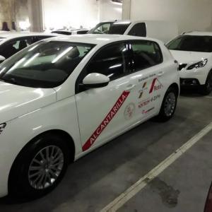 Rotulación de flota de coches en vinilo de corte. Alcantarilla en Sevilla.