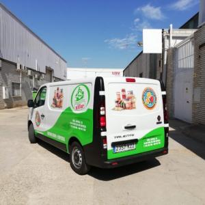 Rotulación de furgoneta en vinilos de corte fundidos para frutos secos y especias Alfer en Sevilla.