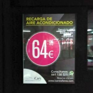 Rotulación en vinilo incoloro para promoción. Icars Sevilla.