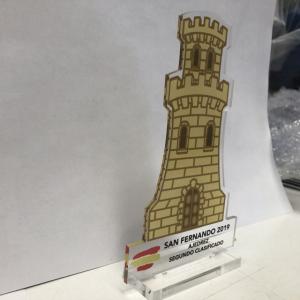 Trofeo en metacrilato personalizado. Batall&oacute;n de transmisiones 22 Sevilla. 