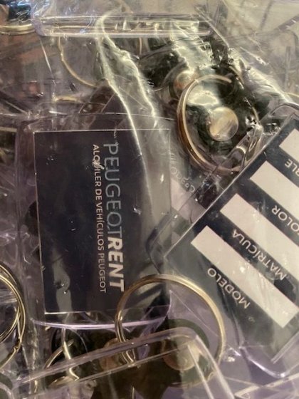 Llaveros para indetificaci&oacute;n personaliables. Peugoet Automares.