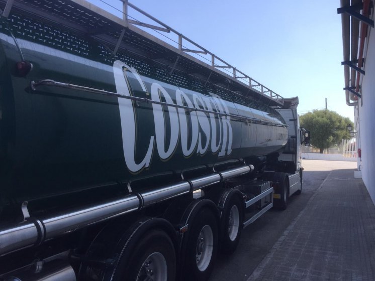 Rotulación de camión cisterna, en vinilos de corte e impresión digital fundidos. Aceites la Española Acesur Sevilla.