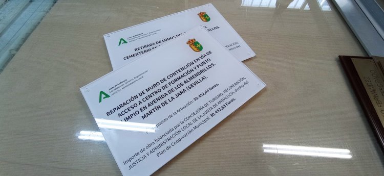 R&oacute;tulo cartel homologado por la Junta de Andaluc&iacute;a. Ayuntamiento Mart&iacute;n de la Jara Sevilla.
